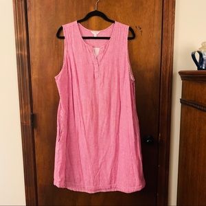 Time and Tru Red Striped Casual Dress